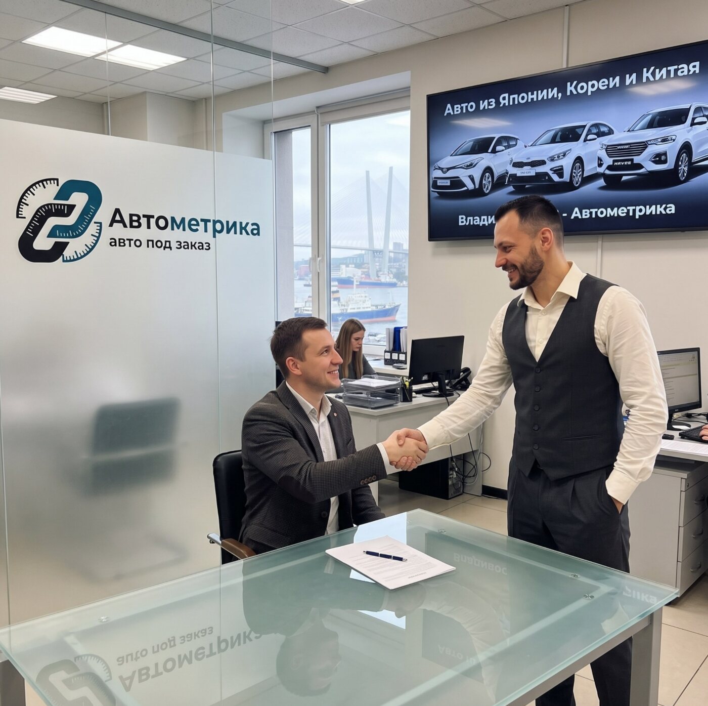 Роман Лапин встречает клиента в офисе Автометрики